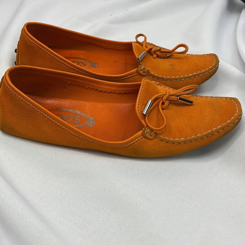 Sz7.5 TOD’S loafers orange leather - Picture 2 of 12
